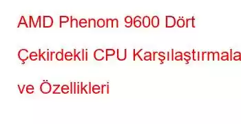 AMD Phenom 9600 Dört Çekirdekli CPU Karşılaştırmaları ve Özellikleri