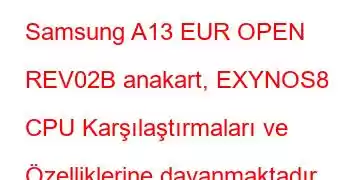 Samsung A13 EUR OPEN REV02B anakart, EXYNOS8 CPU Karşılaştırmaları ve Özelliklerine dayanmaktadır